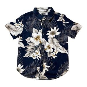 Cactus Boys Aloha Hawaiian Print Navy Button Shirt Size 5/6